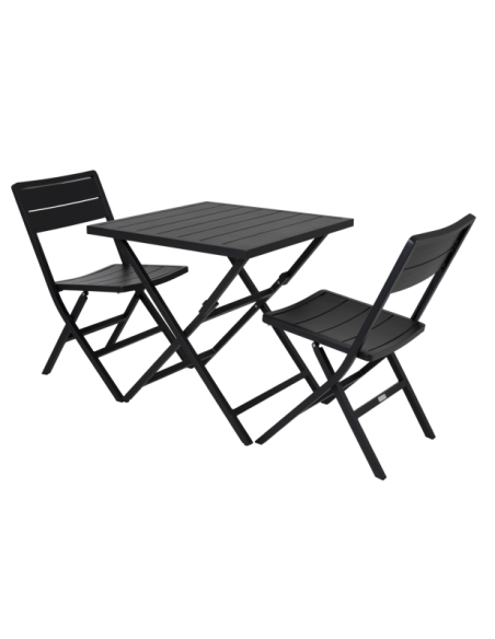 Mesa Bistró Plegable Exterior WILKIE 72x72 cm, Aluminio Negro - Brafab