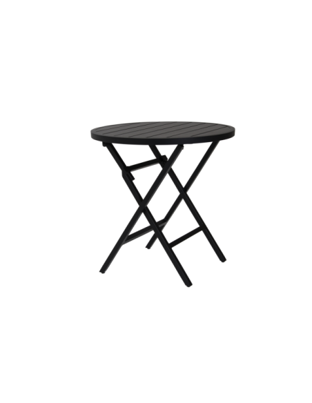 Mesa Bistró Redonda Plegable Exterior WILKIE Ø72 cm, Aluminio Negro - Brafab