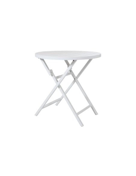 Mesa Bistró Redonda Plegable Exterior WILKIE Ø72 cm, Aluminio Blanco - Brafab