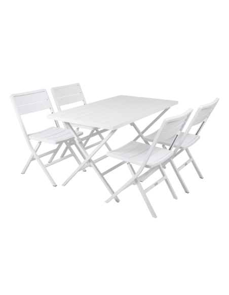 Mesa Bistró Plegable Exterior WILKIE 120x70 cm, Aluminio Blanco - Brafab