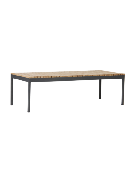 Mesa de Centro Exterior ZALONGO 150x60 cm, Madera de Teca / Natural / Gris - Brafab