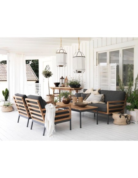 Mesa de Centro Exterior ZALONGO 150x60 cm, Madera de Teca / Natural / Gris - Brafab