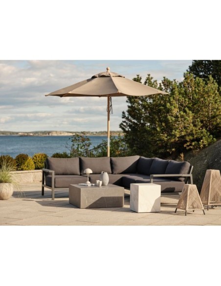 Mesa de Centro Exterior ZTEN 80x80 cm, Piedra compuesta, Aluminio / Gris Oscuro - Brafab