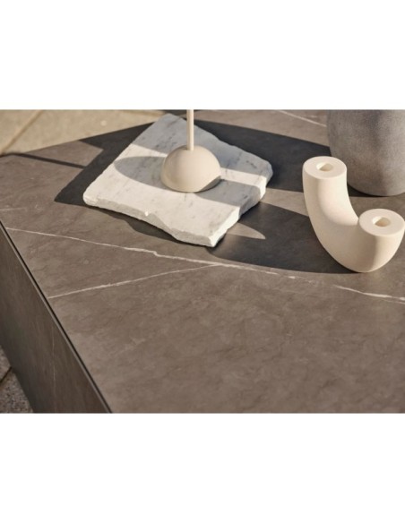 Mesa de Centro Exterior ZTEN 80x80 cm, Piedra compuesta, Aluminio / Gris Oscuro - Brafab