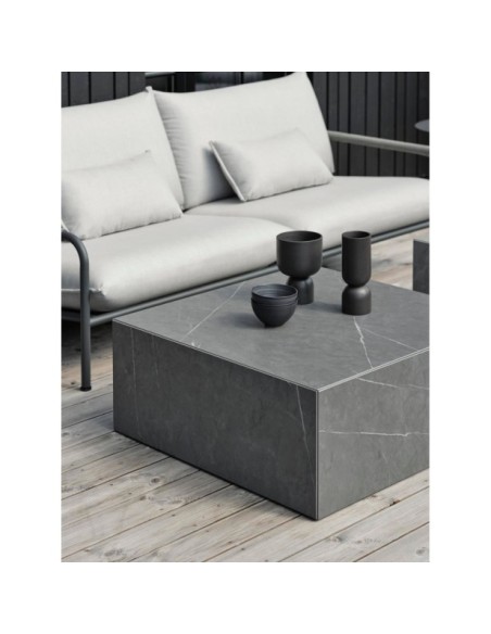 Mesa de Centro Exterior ZTEN 80x80 cm, Piedra compuesta, Aluminio / Gris Oscuro - Brafab