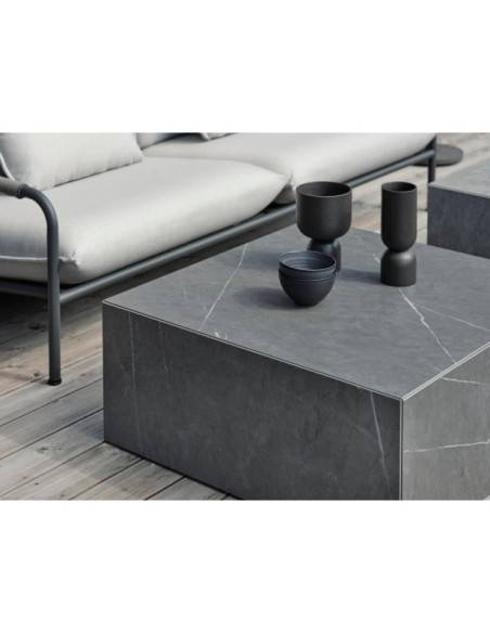 Mesa de Centro Exterior ZTEN 80x80 cm, Piedra compuesta, Aluminio / Gris Oscuro - Brafab