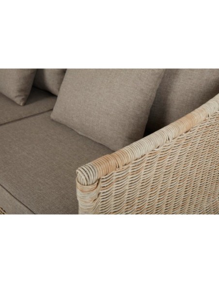 Sofá 3 Plazas Exterior ASTER, Ratán Sintético, Olefina / Beige - Brafab