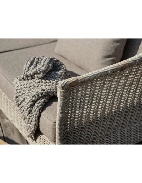 Sofá 3 Plazas Exterior ASTER, Ratán Sintético, Olefina / Beige - Brafab