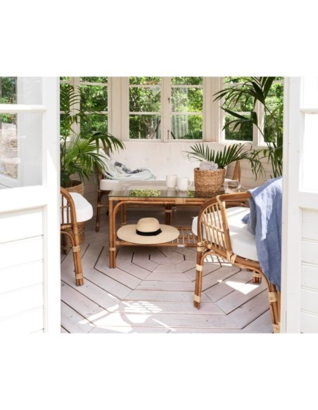 Sillón Exterior ASTRAKAN, Ratán, Olefina / Natural / Blanco - Brafab