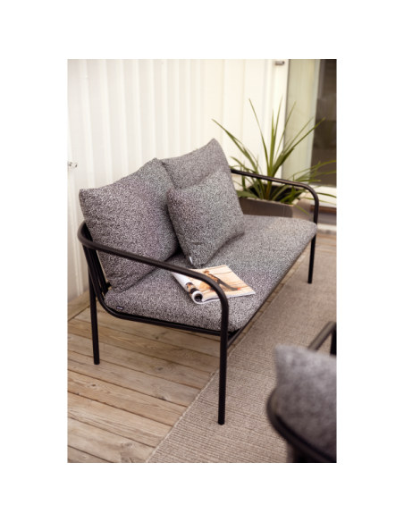 Sofá 2 Plazas Exterior BENDT, Aluminio, Poliéster Reciclado / Negro - Brafab
