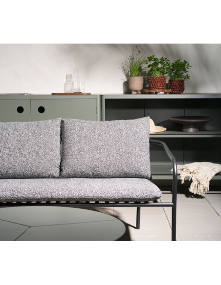 Sofá 2 Plazas Exterior BENDT, Aluminio, Poliéster Reciclado / Negro - Brafab