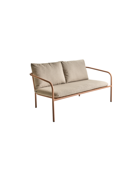 Sofá 2 Plazas Exterior BENDT, Aluminio, Poliéster Reciclado / Melocotón / Beige - Brafab