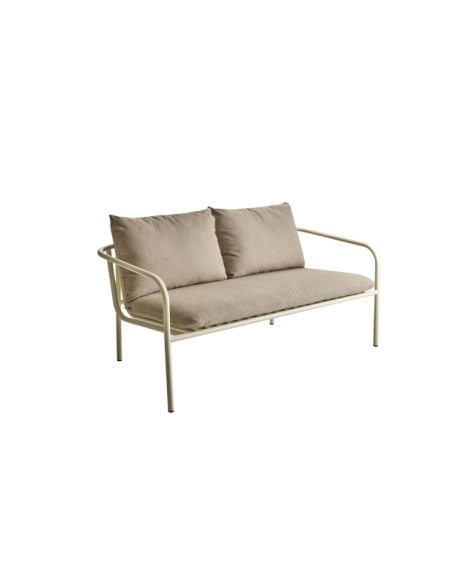 Sofá 2 Plazas Exterior BENDT, Aluminio, Poliéster Reciclado / Blanco Perla / Beige - Brafab