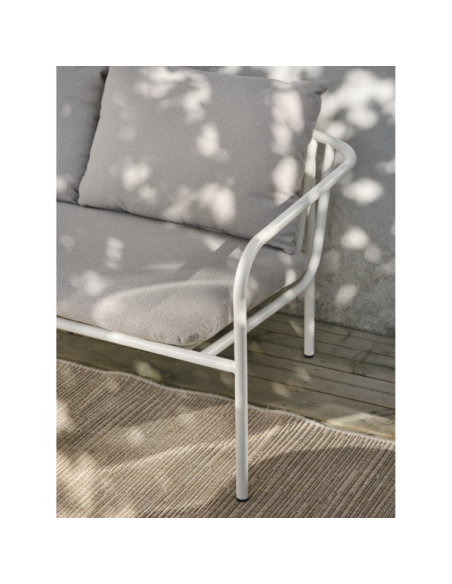 Sofá 2 Plazas Exterior BENDT, Aluminio, Poliéster Reciclado / Blanco Perla / Beige - Brafab