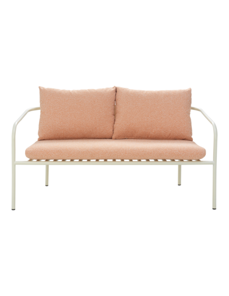 Sofá 2 Plazas Exterior BENDT, Aluminio, Poliéster Reciclado / Blanco Perla / Naranja - Brafab