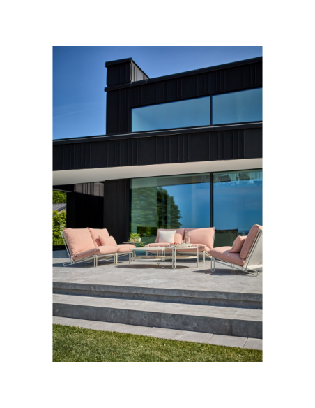 Sillón Exterior BLIXT, Aluminio, Poliéster Reciclado / Blanco Perla / Naranja - Brafab