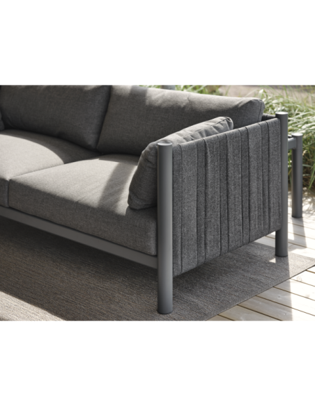Sofá Exterior 2, Aluminio, Textilene, Olefina / 5 Plazas BRAD, Gris Antracita - Brafab