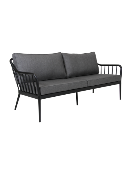 Sofá 3 Plazas Exterior COLEVILLE, Aluminio, Olefina / Negro / Gris - Brafab