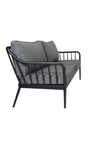 Sofá 3 Plazas Exterior COLEVILLE, Aluminio, Olefina / Negro / Gris - Brafab