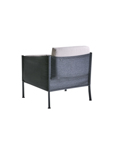 Sillón Exterior DELUX, Acero Inox, Textilene / Negro / Beige - Brafab