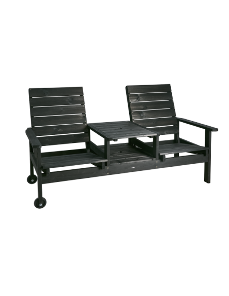 Sofá 2 Plazas Exterior DU & JA, Madera de Pino FSC™ / Negro - Brafab