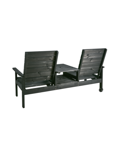 Sofá 2 Plazas Exterior DU & JA, Madera de Pino FSC™ / Negro - Brafab