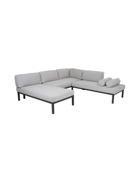 Set Sofá Modular Exterior GONESSE 225x295x74 cm, Aluminio, Olefina / Antracita / Gris - Brafab