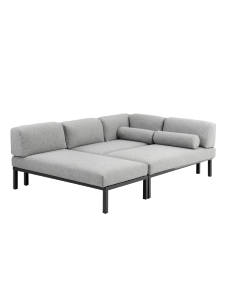 Set Sofá Modular Exterior GONESSE 225x295x74 cm, Aluminio, Olefina / Antracita / Gris - Brafab