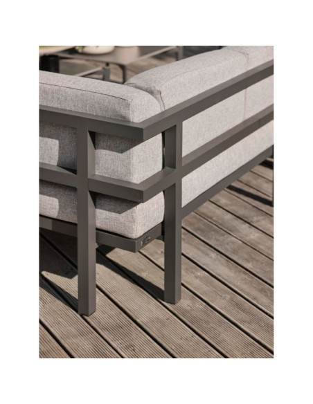 Set Sofá Modular Exterior GONESSE 225x295x74 cm, Aluminio, Olefina / Antracita / Gris - Brafab