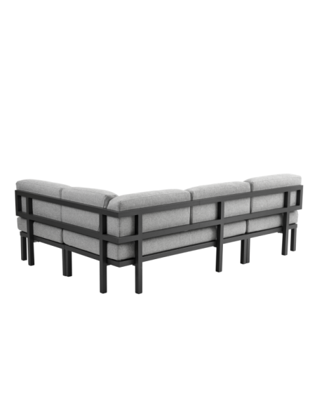 Set Sofá Modular Exterior GONESSE 225x295x74 cm, Aluminio, Olefina / Antracita / Gris - Brafab