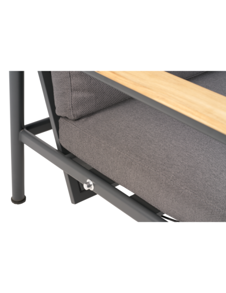 Sofá 3 Plazas Exterior GORDON, Aluminio, Textilene, Teca / Gris Antracita - Brafab