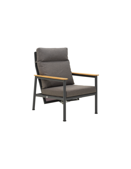 Sillón Exterior GORDON, Aluminio, Textilene, Teca / Gris Antracita - Brafab