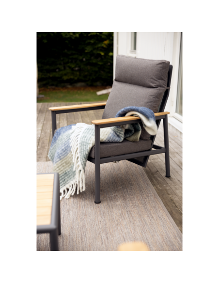 Sillón Exterior GORDON, Aluminio, Textilene, Teca / Gris Antracita - Brafab