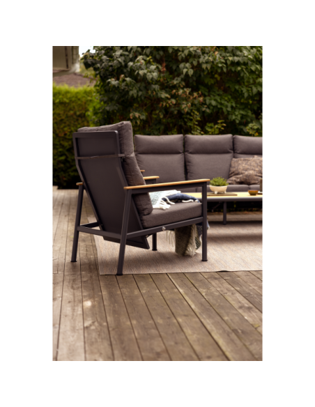 Sillón Exterior GORDON, Aluminio, Textilene, Teca / Gris Antracita - Brafab