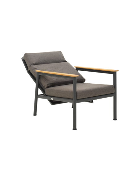 Sillón Exterior GORDON, Aluminio, Textilene, Teca / Gris Antracita - Brafab