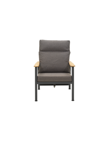 Sillón Exterior GORDON, Aluminio, Textilene, Teca / Gris Antracita - Brafab