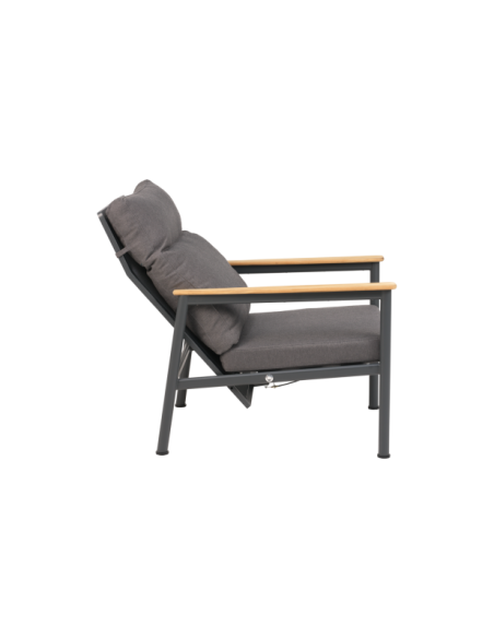 Sillón Exterior GORDON, Aluminio, Textilene, Teca / Gris Antracita - Brafab
