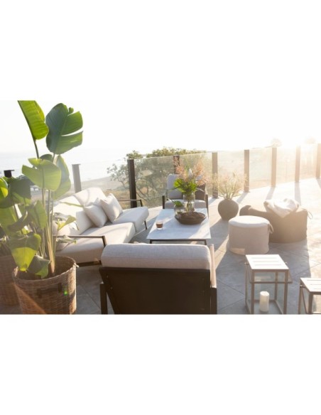 Sofá Exterior 2, Acero Inox, Olefina / 5 Plazas LYRA, Negro / Arena - Brafab