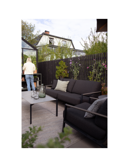 Sofá Exterior 2, Acero Inox, Poliéster Reciclado / 5 Plazas LYRA, Negro / Negro - Brafab