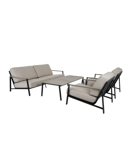 Sillón Exterior LYRA, Acero Inox, Olefina / Negro / Arena - Brafab