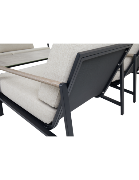 Sillón Exterior LYRA, Acero Inox, Olefina / Negro / Arena - Brafab