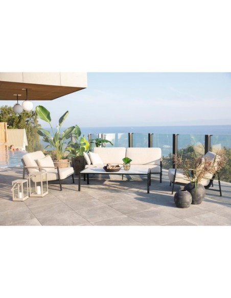 Sillón Exterior LYRA, Acero Inox, Olefina / Negro / Arena - Brafab