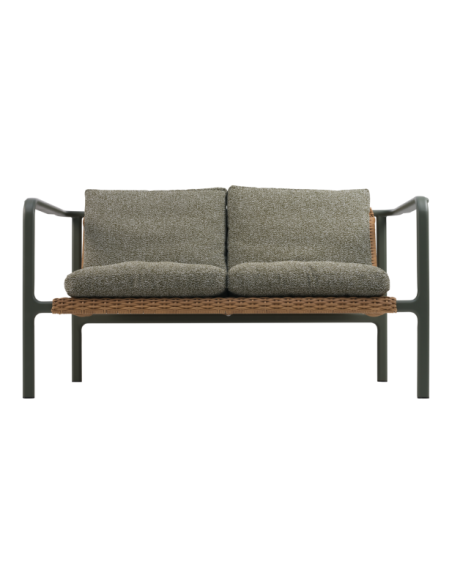 Sofá 2 Plazas Exterior MOTTY, Aluminio, Ratán Sint, Poliéster Reciclado / Verde Nórdico / Verde - Brafab
