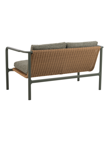 Sofá 2 Plazas Exterior MOTTY, Aluminio, Ratán Sint, Poliéster Reciclado / Verde Nórdico / Verde - Brafab