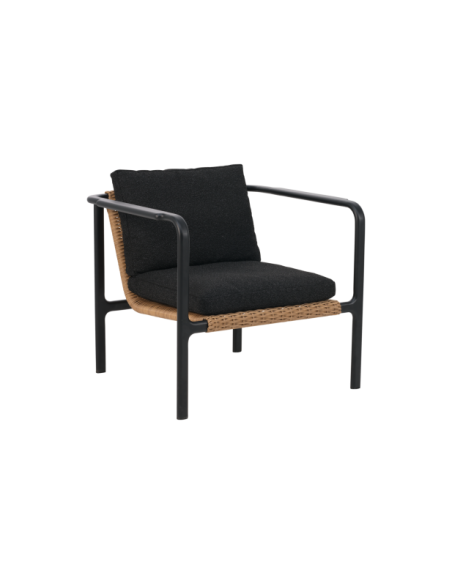 Sillón Exterior MOTTY, Aluminio, Ratán Sint, Poliéster Reciclado / Negro - Brafab