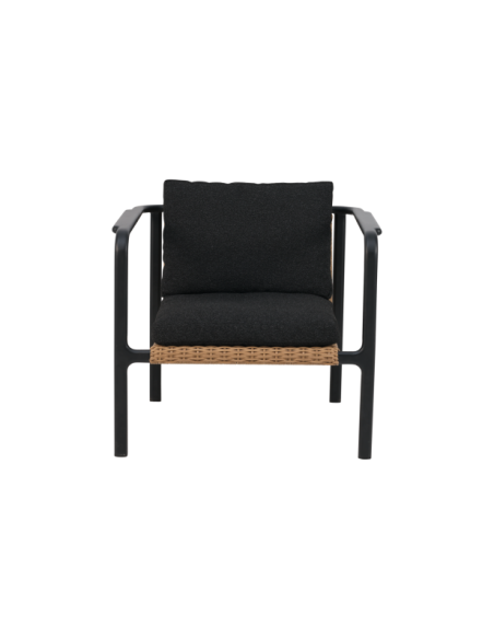 Sillón Exterior MOTTY, Aluminio, Ratán Sint, Poliéster Reciclado / Negro - Brafab