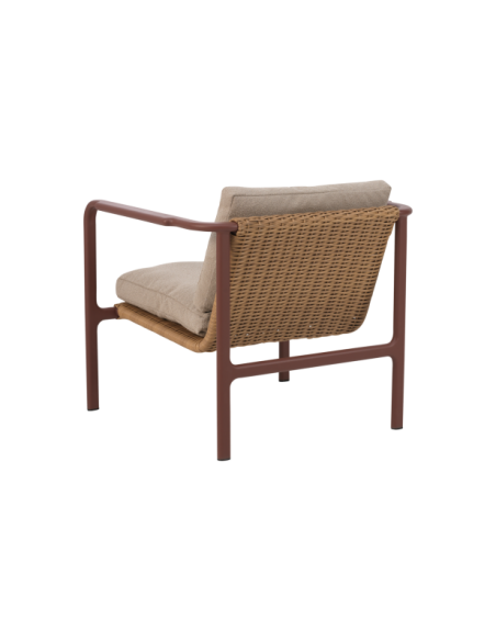 Sillón Exterior MOTTY, Aluminio, Ratán Sint, Poliéster Reciclado / Rojo / Beige - Brafab