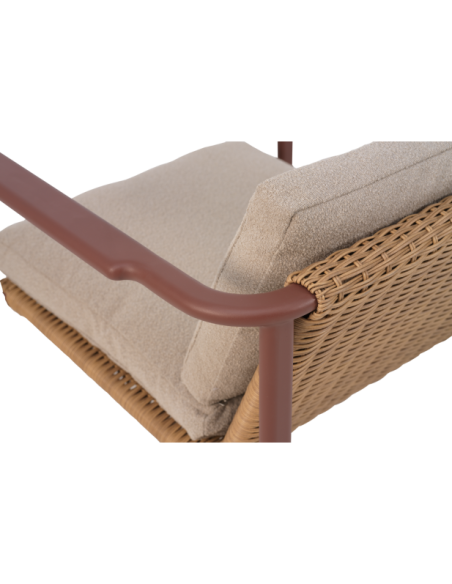 Sillón Exterior MOTTY, Aluminio, Ratán Sint, Poliéster Reciclado / Rojo / Beige - Brafab