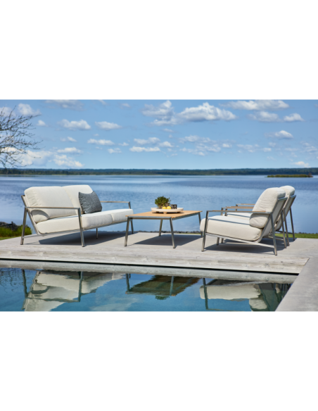 Sofá Exterior 2, Acero Inox, Poliéster Reciclado / 5 Plazas NAOS, Gris / Beige - Brafab