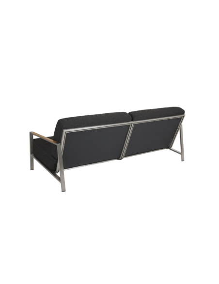 Sofá Exterior 2, Acero Inox, Madera de Teca FSC™ / 5 Plazas NAOS, Gris / Negro - Brafab